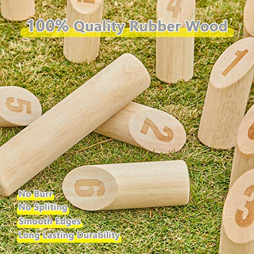 Gorock Numbered Block Toss Game, Wooden Bowling Throwing Game Set with Scoreboard & Carrying Bag, Giant Outdoor Backyard Lawn Game for Kids Adults Family - Thumbnail 7