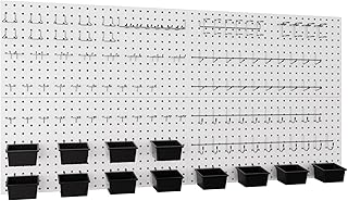 INCLY 158PCS Metal Pegboard Wall Organizer, 48x24 Inch White Pegboard Pa...