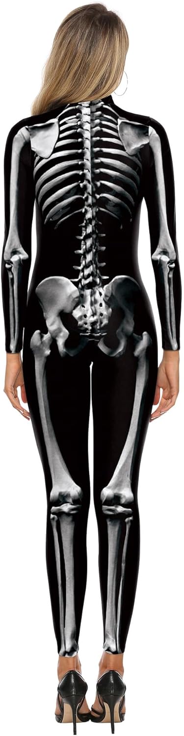 Sister Amy Women's Halloween Skull skeleton-1 Bodysuit Skinny Stretch Costume - Image 4