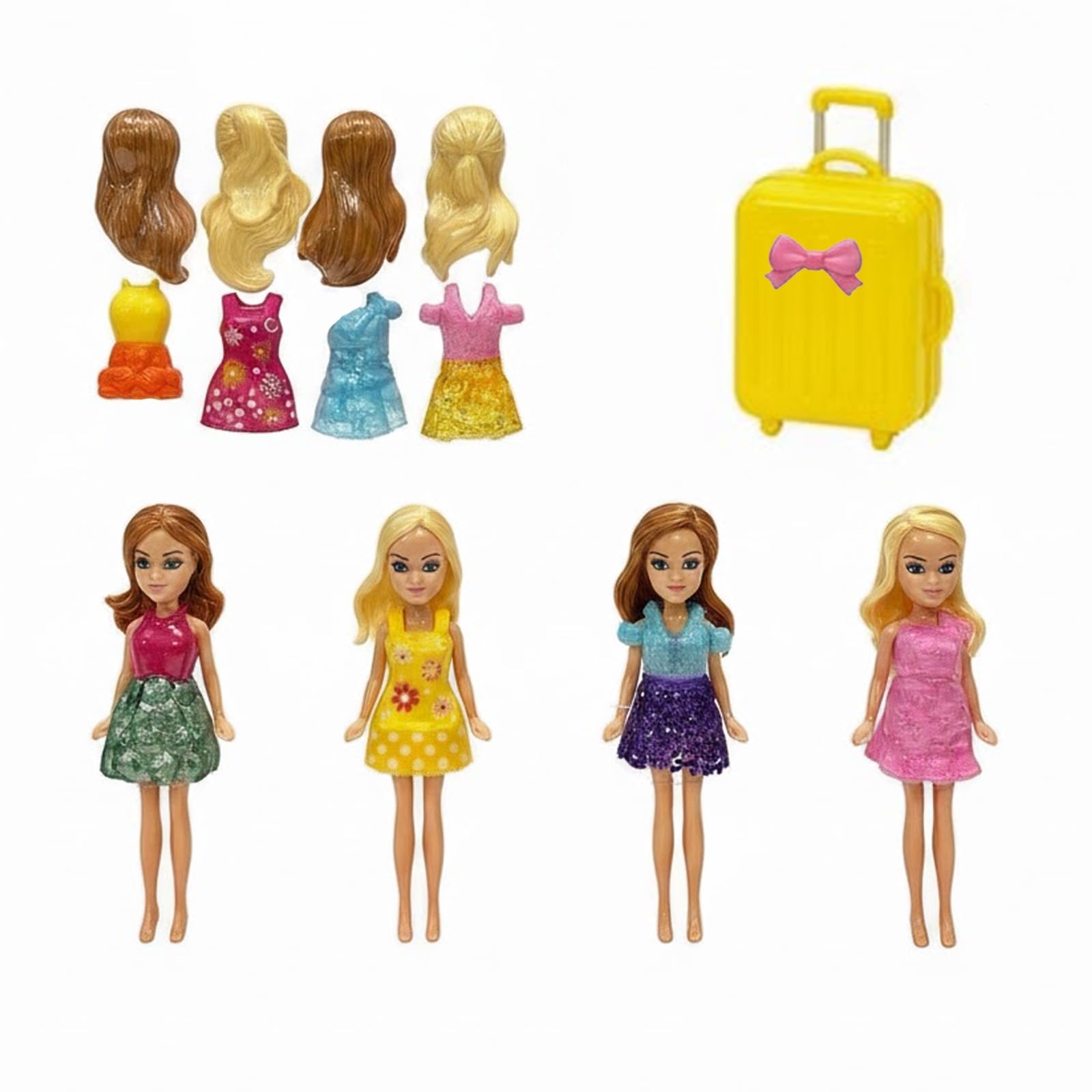 – Fashion Makeover Doll Set for Girls, Dolls with Interchangeable Hair & Outfits, Creative Dress-Up Toy Set with Accessories, Pretend Play Beauty Set, Educational & Fun Gift for Kids