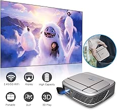 HD Ultra Portable Mini DLP Projector Wireless Screen Cast 3300 Led
Lumen Pico Home Cinema Projectors, WiFi, 3D, HDMI-in, 1080P, Built-in
Battery, for Business Travel Camp Movie Night Outside Inside Estimated
Price : £201