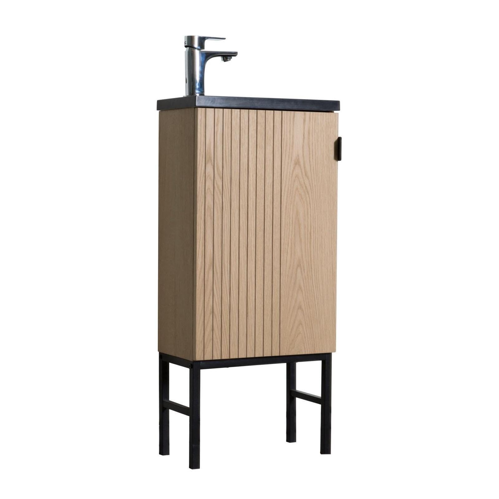 MOB-IN Ensemble Meuble Lave-Mains sur Pieds chêne + Robinet Studio