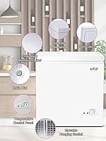 Vista 6 de Congelador de pecho Krib Bling de 5.0 pies cúbicos con termostato ajustable compacto con cesta de almacenamiento extraíble para casa, cocina, Blanco