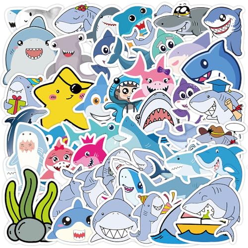 50枚セット サメ カートゥン デザイン ステッカー かわいい アニメ おしゃれ 防水 トレンディ 落書き 漫画 アウトドア DIY スーツケース ギター 車 バイク 自転? 水筒 ヘルメット パソコン 携帯 ノート