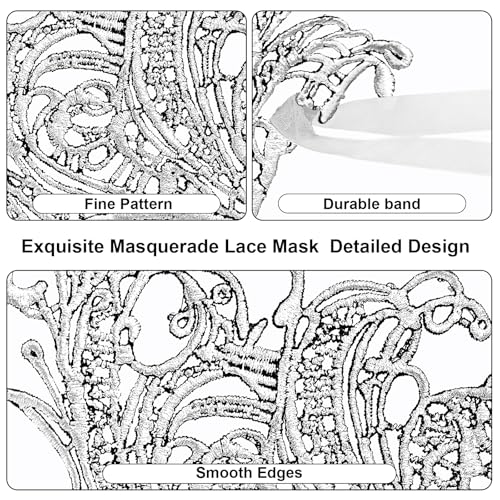 Image of Exlinonline Lace Masquerade Mask Elastic,Fit for Adult,Soft Gentle Material,Specially For Costume,Thememed Party