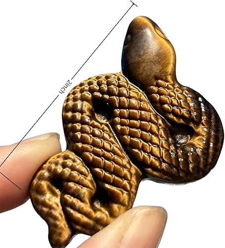 Miniatura 5 de Figura de cristal de ojo de tigre, estatua de serpiente de cristal natural, calavera, decoración del hogar, regalos de cristales y piedras (jaspe de