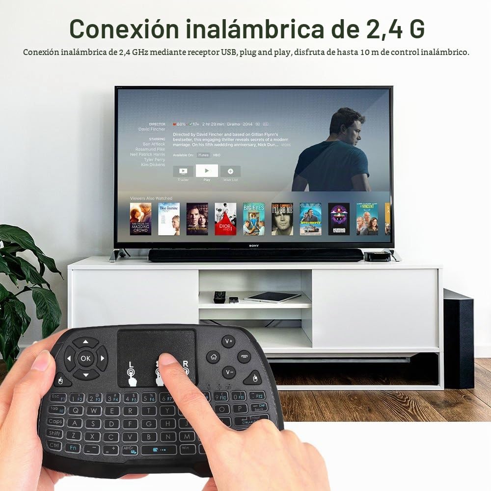Docooler Control Remoto Teclado Inalámbrico con Ratón de 2.4GHz para el Cuaderno de la PC TV Smart TV de Android TV Box