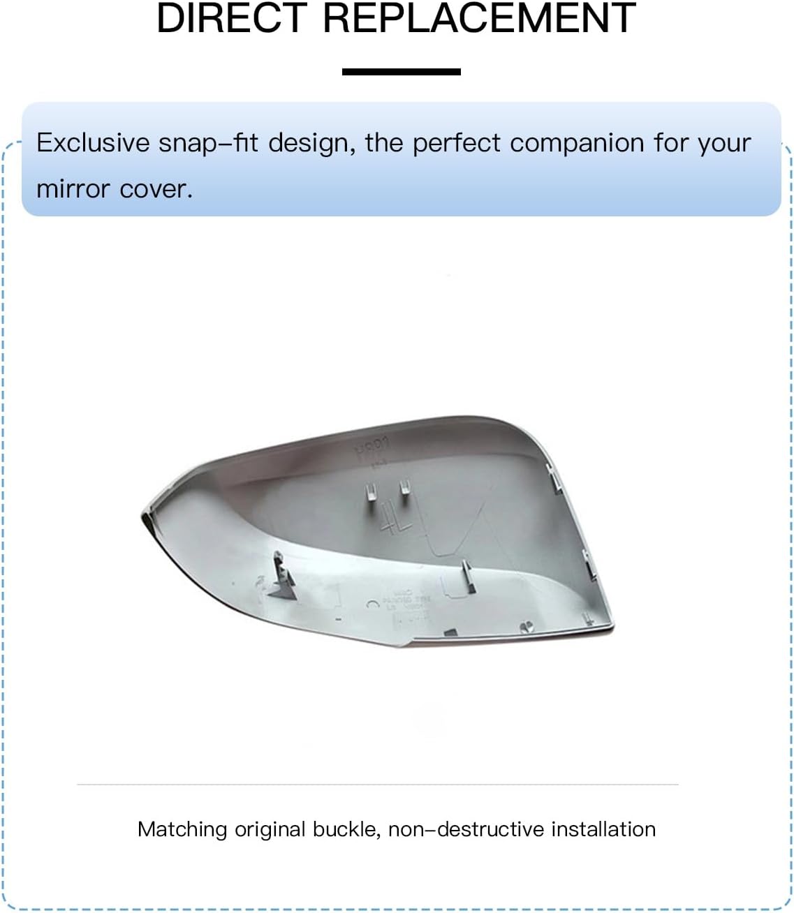 Right Passenger Side Mirror Cover Cap Compatible with Toyota Rav4 2019-2024 Pearl White