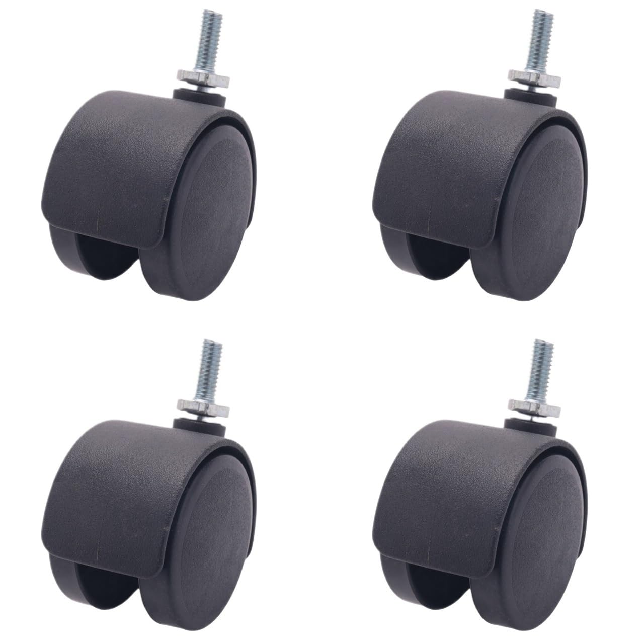 TAIGUHUI Castor Wheels 6mm Threaded Stem 40mm Dual Wheel Rotatable Caster Black Casters Wheels