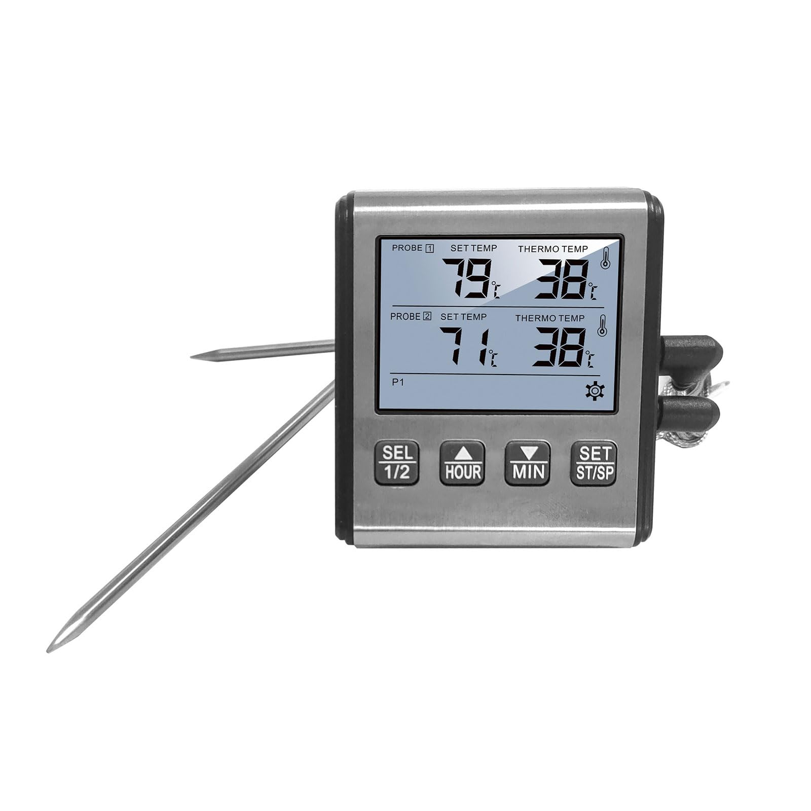Large Screen BBQ Thermometers Double Probe Timer Alarm Instantly Read Meat Thermometers for Grills and Cooking Food for Cooking