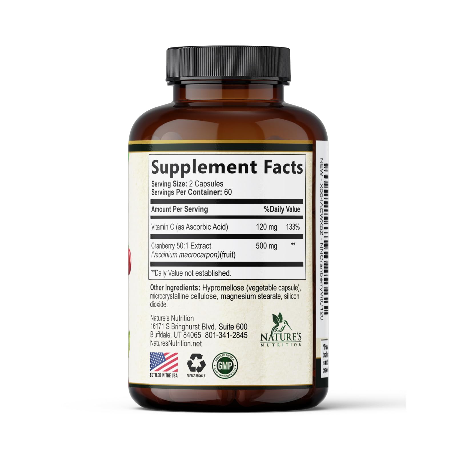 Cranberry Pills for Women & Men - 500mg Cranberry Extract Supplement & High Potency Vitamin C - 3x Strength Urinary Tract Health & Bladder Support - Vegan, Gluten Free - Bottled in USA - 120 Capsules — Amazon image 9