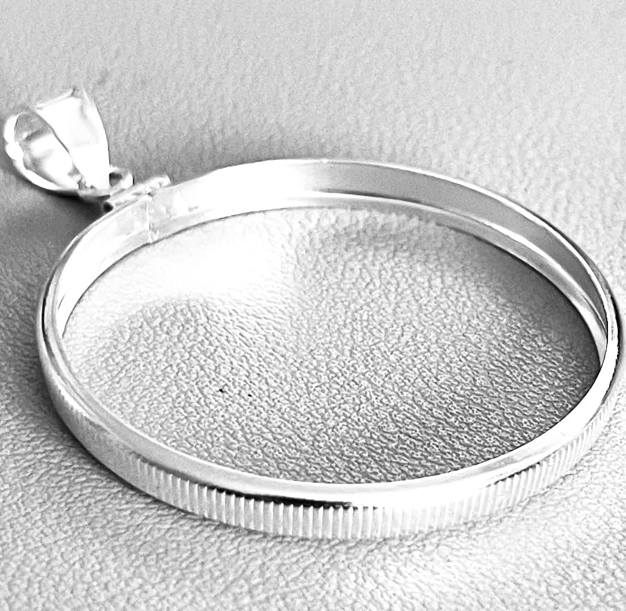 Sterling Silver Coin Bezel Frame Mount Pendant for $1 Peace Morgan Eisenhower Silver Dollar4