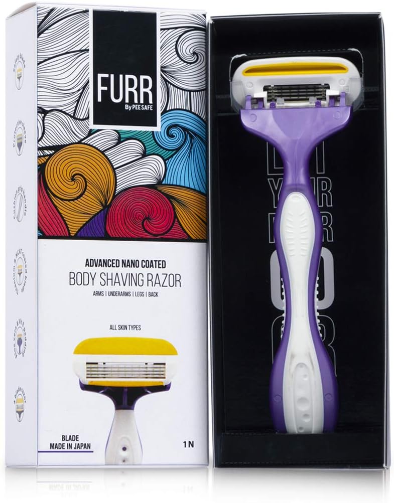 Pee Safe Furr Body Shaving Razor for Women | Painless Body Hair Removal with Aloe Vera and Vitamin E Padding | Precision of 4 Japanese Blades, Coated with Titanium & NCAT (1N)