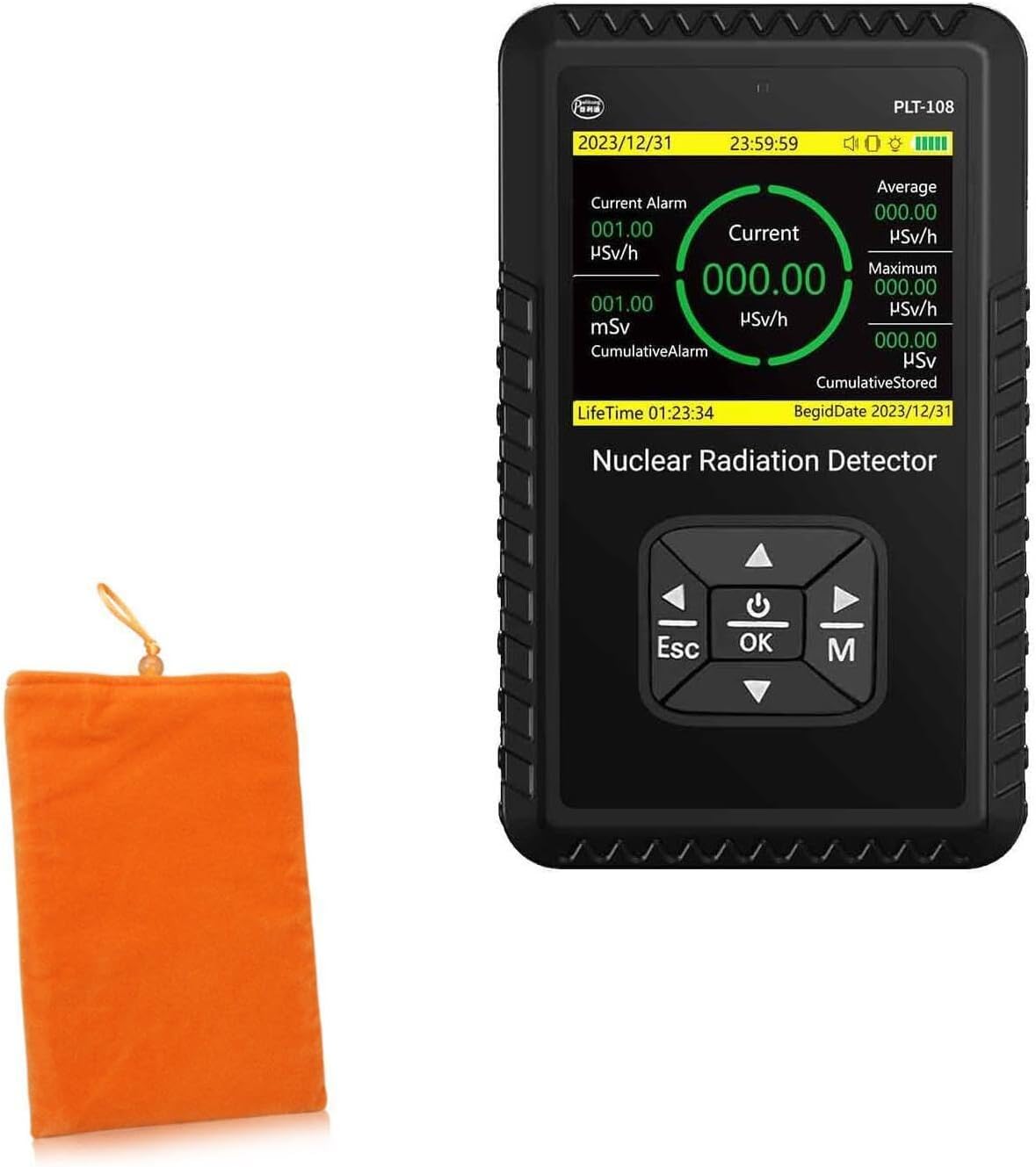 BoxWave Case Compatible with Sooguard Geiger Counter Radiation Detector - Velvet Pouch, Soft Velour Fabric Bag Sleeve with Drawstring - Bold Orange