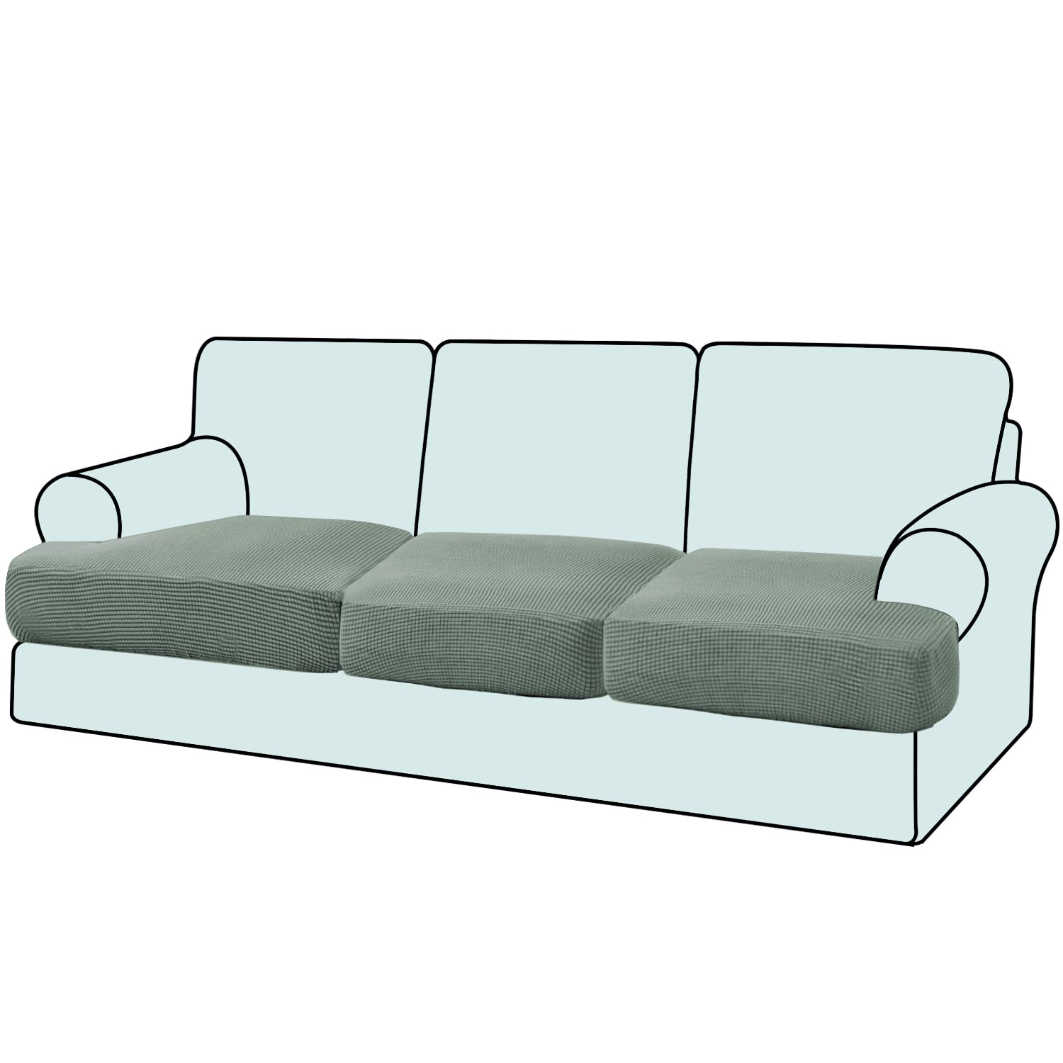 GAMUKAI 3PC Stretch T Cushion Sofa Slipcovers Individually Sofa Cushion Covers for 3 Cushion Couch Seat Cushion Covers (Pool, 3)