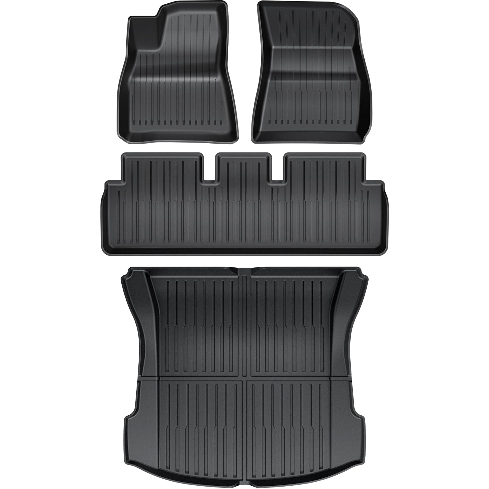 Maysoo Floor Mats for Tesla Model 3 2023-2017 TPE All-Weather Cargo Liner and Rear Cargo Trunk Floor Mats Interior Accessories (Front and Rear Floor Mats and Trunk Mats)