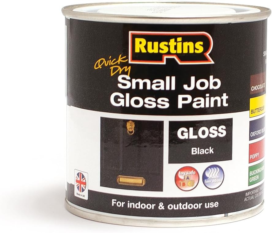 Amazon.com: Rustins Small Job Black Gloss Paint 250ml : Tools & Home ...