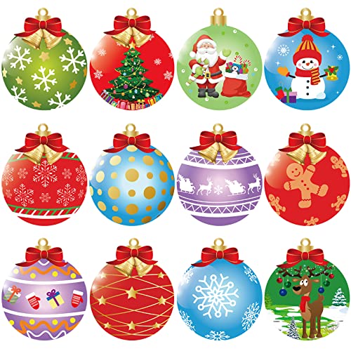 60 Pcs Ornements de Noël Découpés Découpes de Boule de Noël Décorations avec Points de Colle Décoration de Noël Artisanat pour Hiver Cartes de Vacances Enveloppes Découpes en Papier Cover