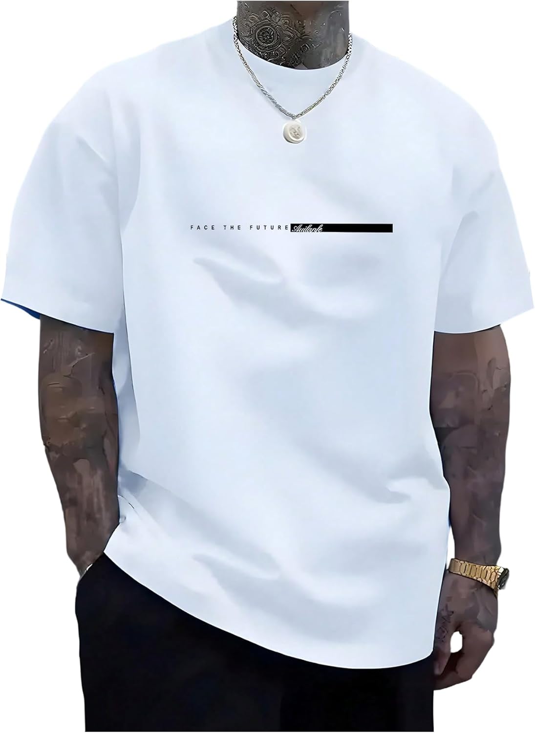 SOLY HUX Men's Letter Print Graphic Tees Summer Short Sleeve Crewneck T Shirt Casual Tops