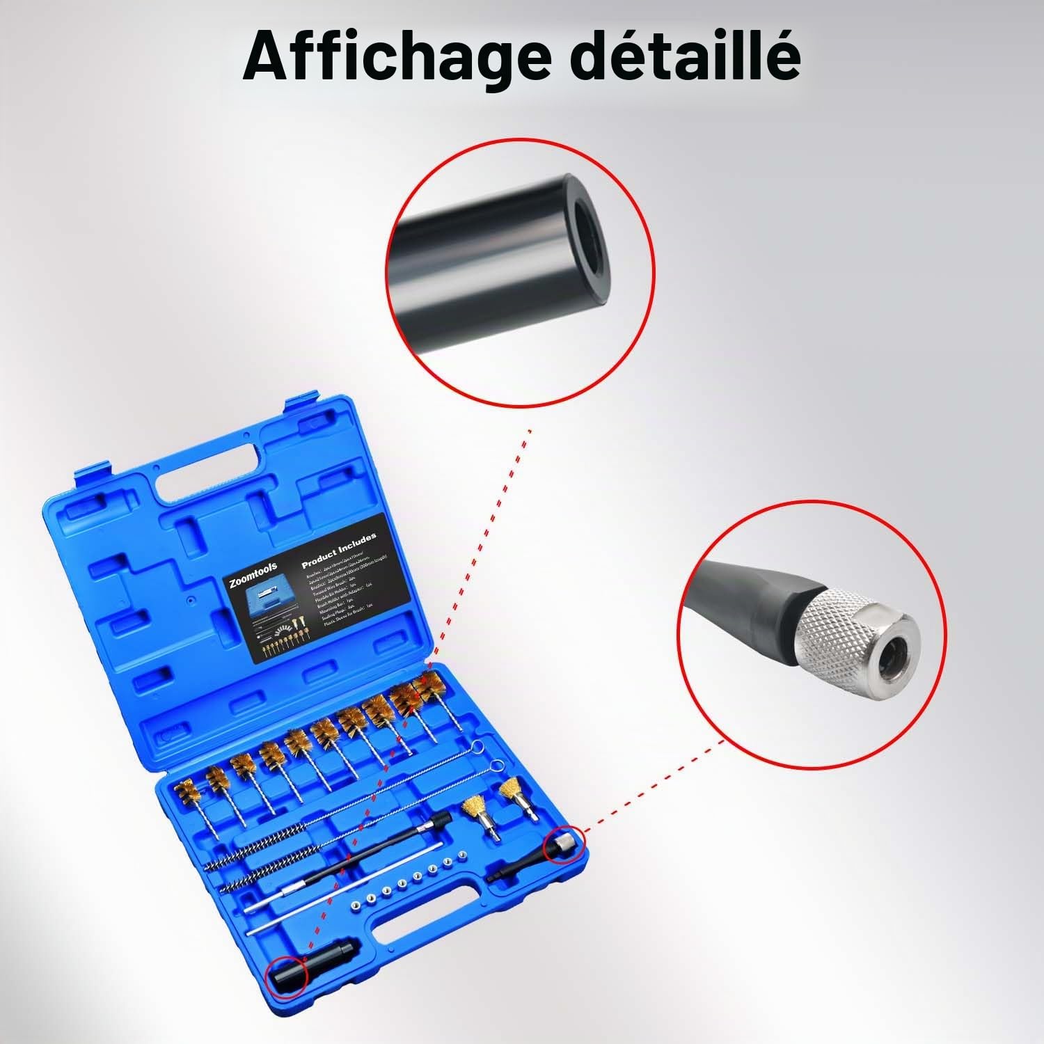 26pc Ensemble d'outils de nettoyage pour sièges d'injecteurs universels - Kit de nettoyage d'injecteurs - Ensemble de nettoyage à brosse pour moteurs diesel