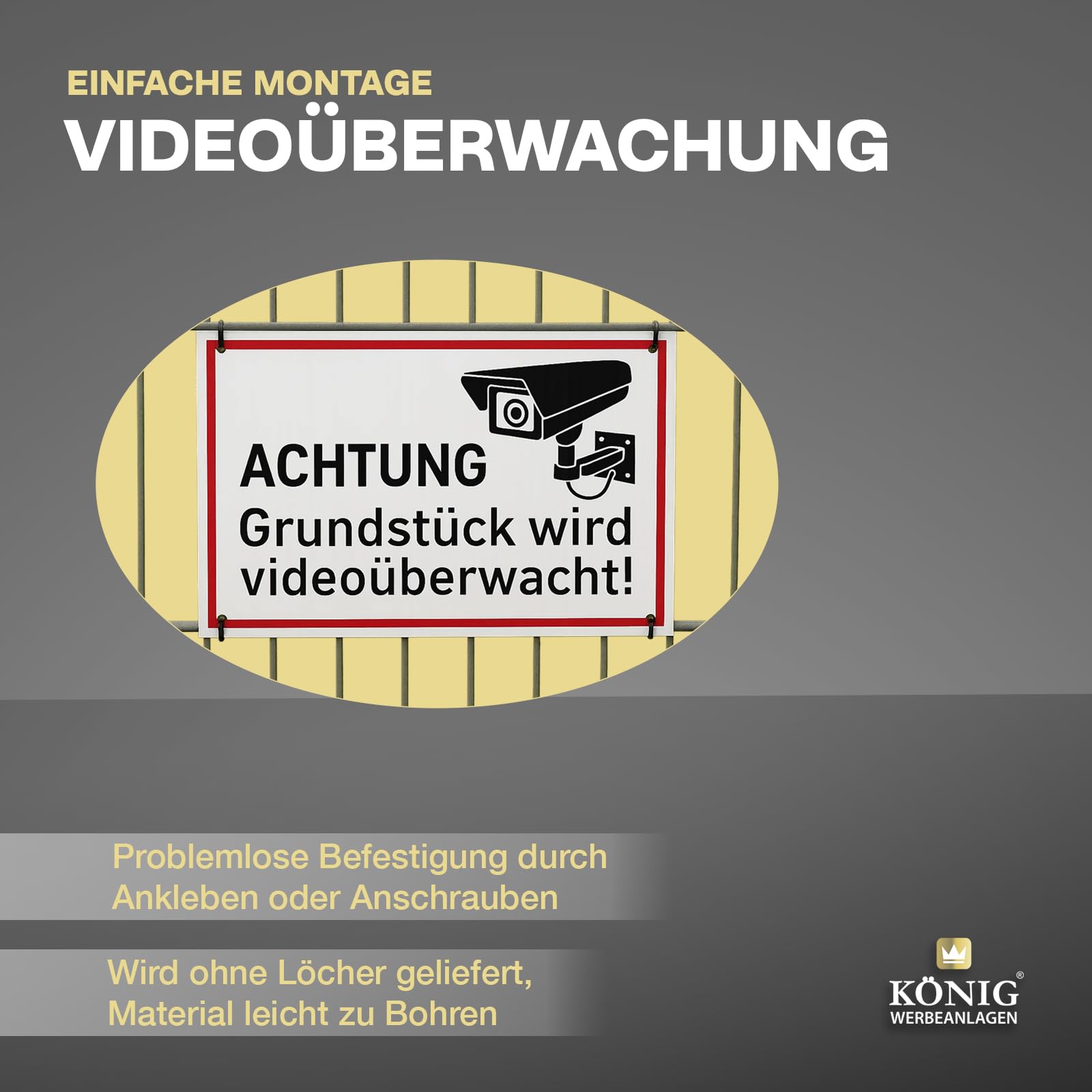 Alu-Schild „Dieser Bereich Wird Videoüberwacht!“ | 30x20 Cm, Wetterfest Mit UV-Schutz | Für Zaun, Wand & Garage – Made In Germany