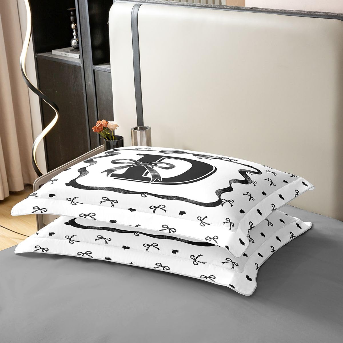 Homewish Urocza czarna muszka pojedynczy zestaw pościeli inicjał Dy Bowows Coton poszwa na kołdrę śliczna kokardka poszewka na kołdrę księżniczka muszka zestawy łóżek