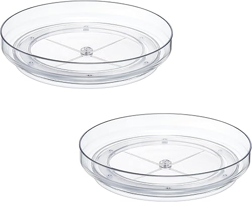 Paquete de 2 soportes giratorios de acrílico transparente de 9 pulgadas, organizador antideslizante para gabinetes, cocina, despensa, almacenamiento