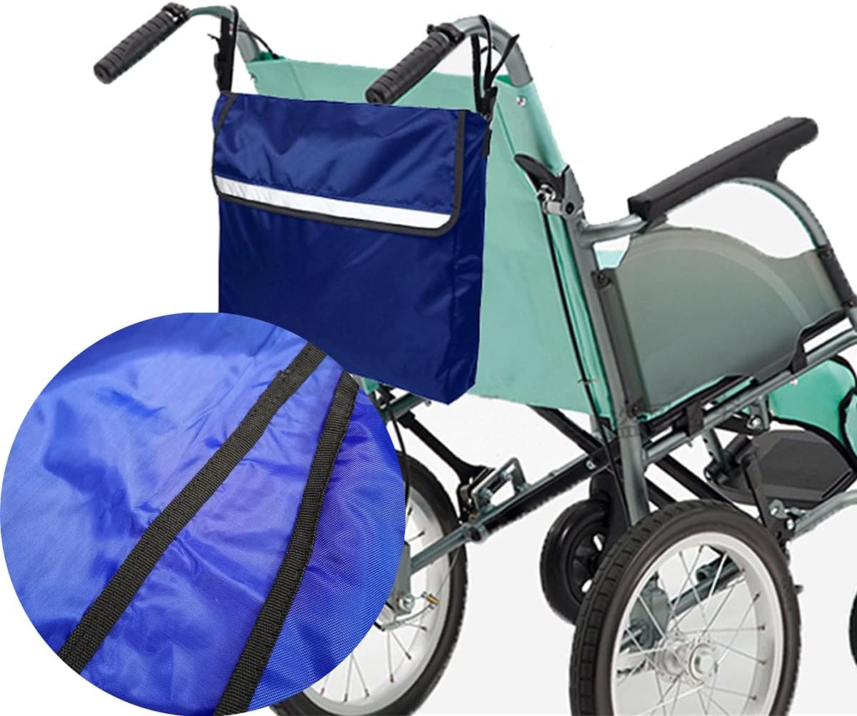 Begino Wheelchair Backpack Bag, Walker Side Bags Travel Storage Bag for Wheelchair Stroller Hanging Portable Storage Basket (Blue) : Health & Household