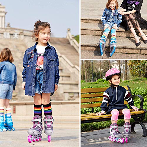 Papaison Inline Skates For Boys And Girls With Full Light Up Wheels, Beginner Adjustable Illuminating Roller Skates For Kids Youth Women And Men Size Medium (2-4.5 Kids) Color Blue & Grey… #TOP6