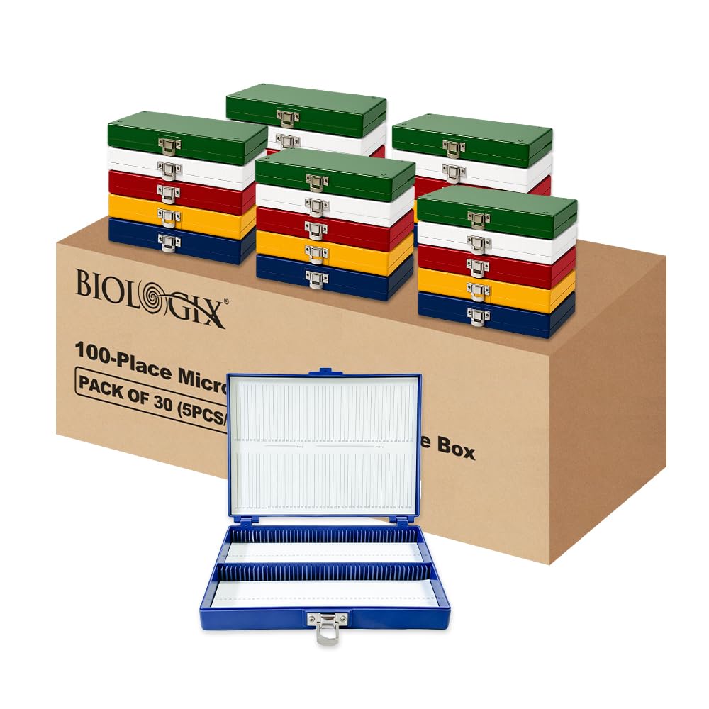 30 Stück Objektträger Mikroskop Box, Objektträger Aufbewahrungsbox, Box für Objektträger, Objektträger Kasten, Präparatekasten Mikroskop für 100 Objektträger, Schaumstoffeinlage