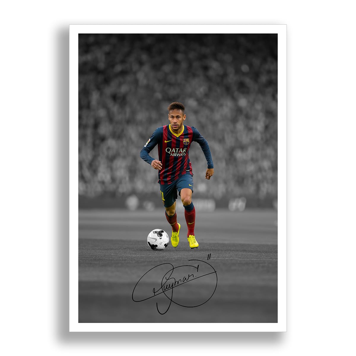 Neymar Junior Jr Signed Photo Poster Print Picture Display Autograph Memorabilia for football fans Gift Paris Saint Germain PSG Barcelona Brazil Santos (Barcelona A4 poster only)