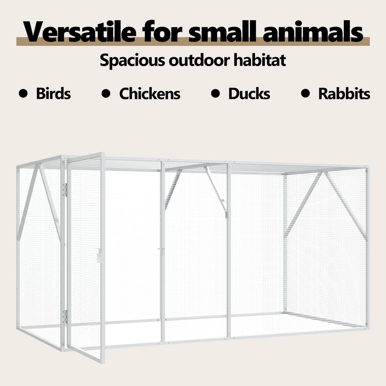 vidaXL Jaula para Aves Antracita 208 x 102 x 108 cm Acero Galvanizado, Jaula Exterior para Mascotas, cerramiento de Acero, Rectangular, jardín y terraza