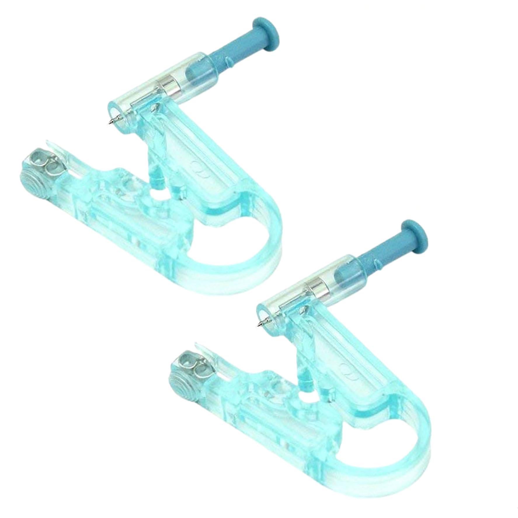 NASSMOSSE Disposable Piercing Gun, 2PCS Safety Painless Ear Piercing Gun, U-Shape with One-Handed Operation, Kit Blue
