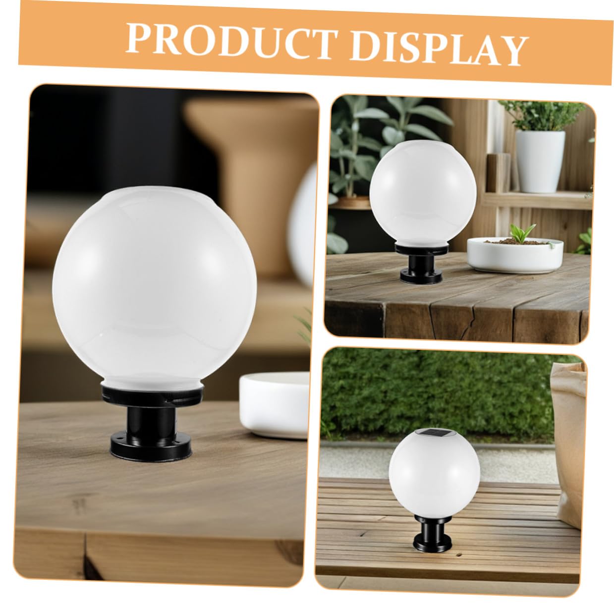 Lampione Solare a Led a Globo Con Base in Acciaio Inox, Lampada a Globo Montata Su Palo Per Esterni, Luce Solare a Colonna Per Giardino, Recinzione e Patio, Rilevatore Crepuscolare, 20 Cm
