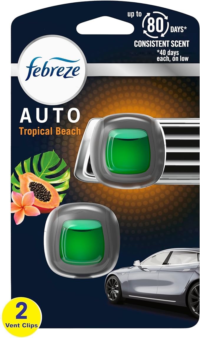 Generic Febreze Car Air Freshener Vent Clips - 2 Clips - 0.07 Fl Oz (Tropical Beach)