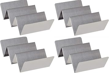 Set of 4 Metal Taco Holders - Stainless Steel Taco Trays- Dishwasher, Oven, and Grill Safe - Great for Sandwiches and Hotdogs Too 4