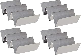 Set of 4 Metal Taco Holders - Stainless Steel Taco Trays- Dishwasher, Oven, and Grill Safe - Great for Sandwiches and Hotdogs too (4)