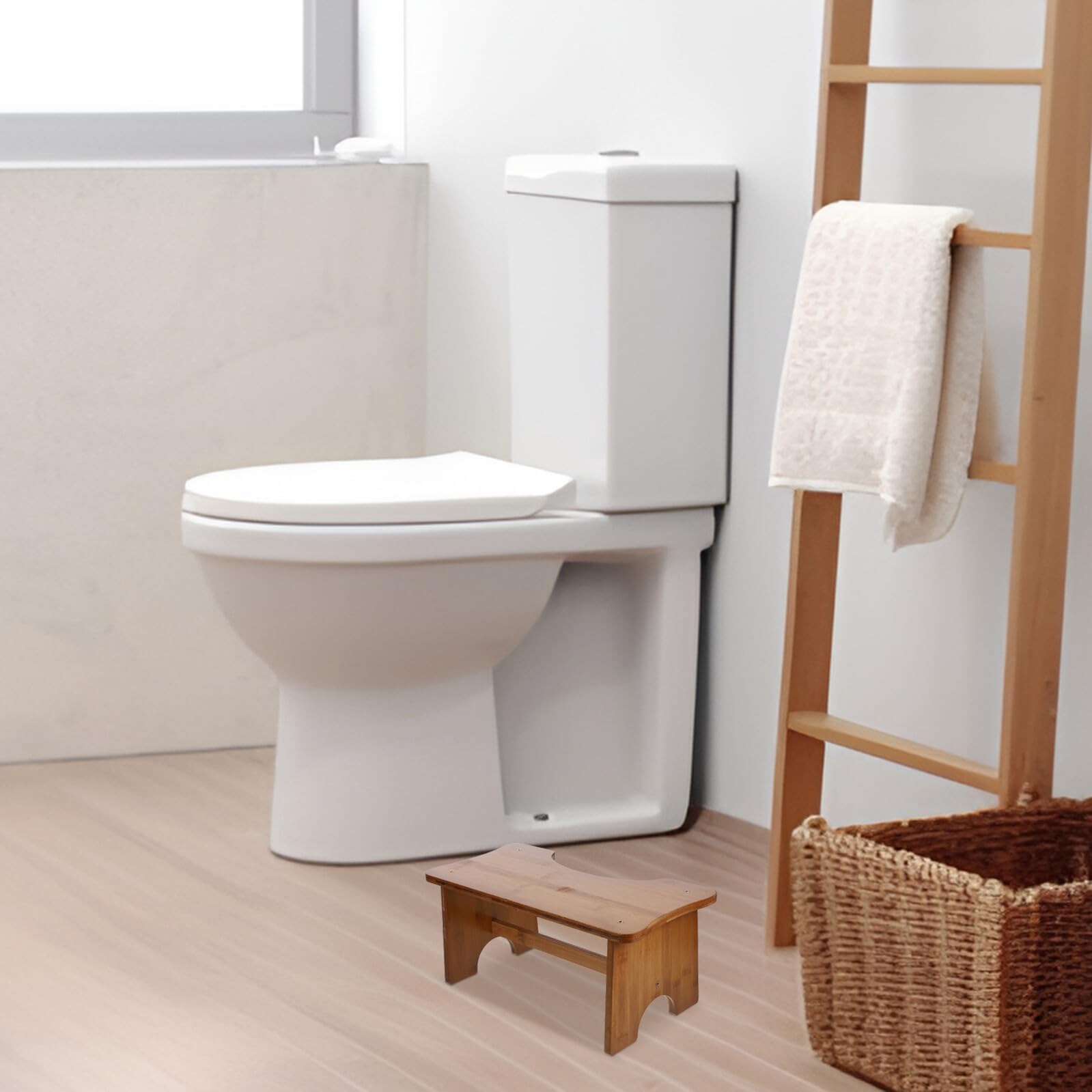 ORFOFE Taburete Ahorra Madera Niños para Baño de Rectangular Diseño Espacio Práctico Cómodo y Adecuado para Baño Infantil y Uso