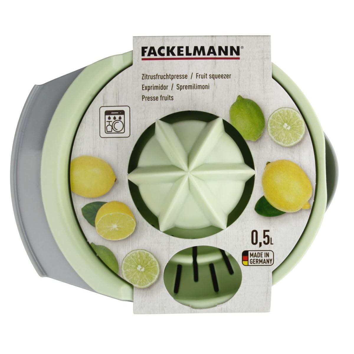 Fackelmann Exprimidor de limón 170 x 140 x 60 mm gris claro y verde menta