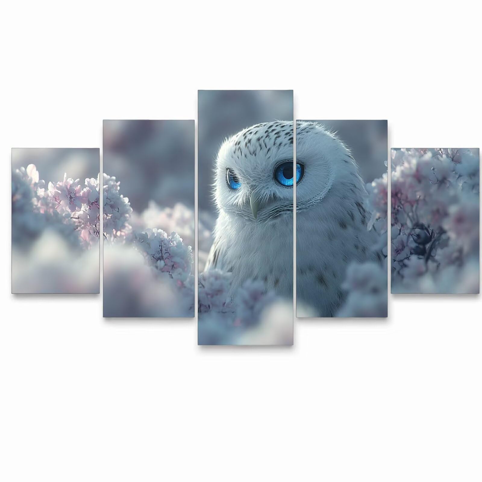 5 Pack Leuchtend Malen Nach Zahlen Erwachsene Eule Drei Größen YCBZ-5717 | DIY Set Erwachsene mit Pinselset Acrylfarben Set Fünf Leinwand zum Bemalen Blume für Deko Wohnzimmer Geschenke für Frauen