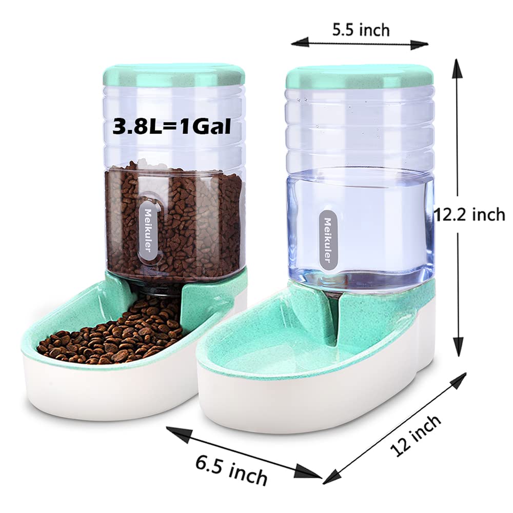 Distributore automatico di cibo 3,8 l, distributore di acqua da 3,8 l, mangiatoia per cani, gatti, animali domestici (verde)