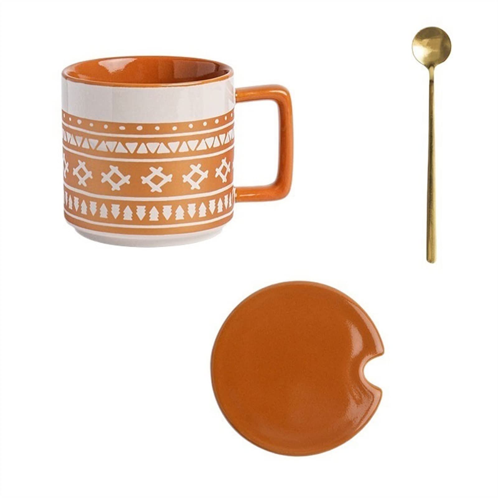 Tasse 450 ml Frühstücks-Haferflocken-Tasse, Trinkbecher mit großem Fassungsvermögen, Antik-Matt-Tasse, Keramiktasse für den Bürogebrauch, Kaffeetasse (Orange)