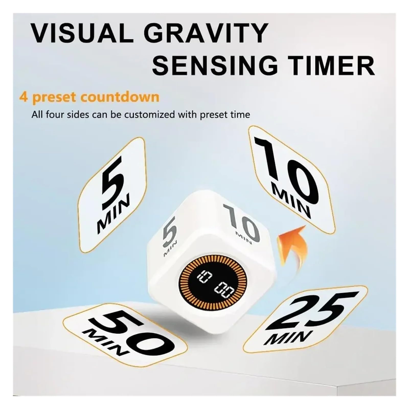 Cuenta Regresiva Preestablecida Del Temporizador Pomodoro Visual Giratorio | Adecuado for hornear en la cocina, estudiar y productividad en la oficina.(2PCS-White-Black)