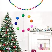 Vista 4 de 2 guirnaldas de bolas coloridas con pompones de 6.5 pies de largo, 24 bolas para decoración del hogar y fiesta