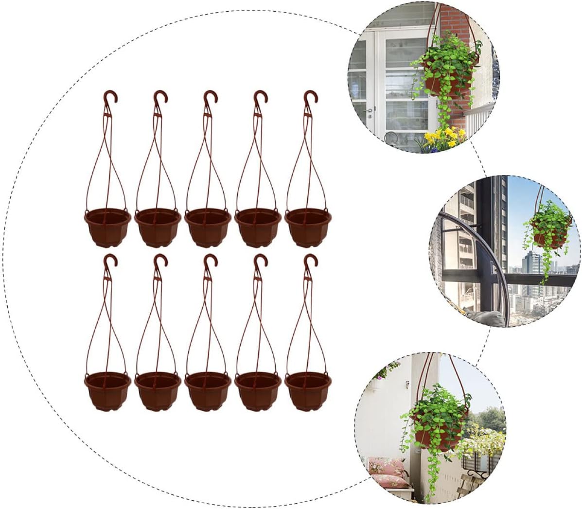 Yardwe Hanging Plastic Planter, 20 Sets, Weather Resistant, Outdoor Wall Planter, Plant Containers for Indoor & Outdoor Decoration