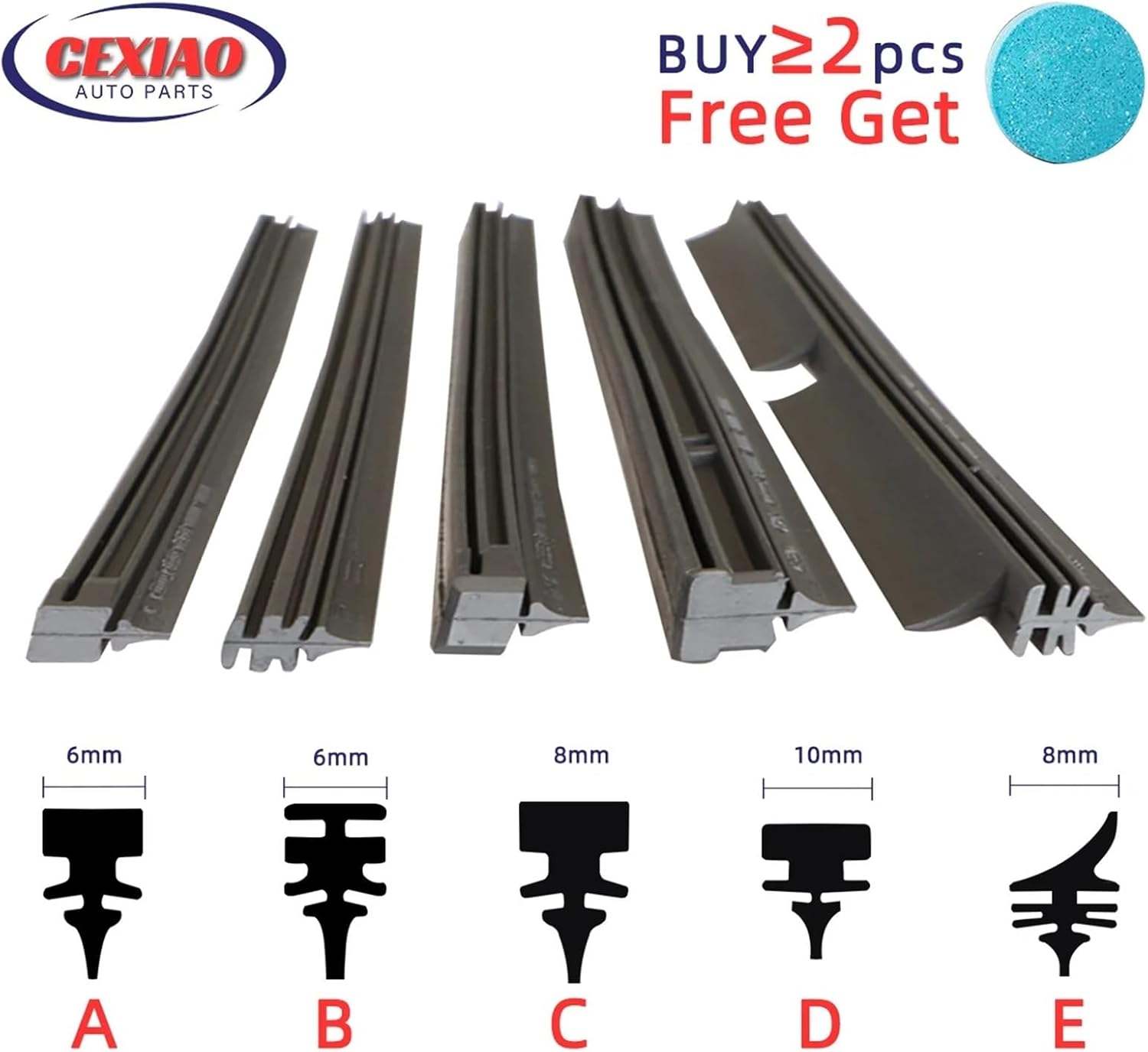 Car Wiper Rubber Refill Blade Windshield Wiper Insert Strip Generic Replacement 30cm To 80cm Fit All Types Fit for(Types B (6mm),17Inches 425mm)