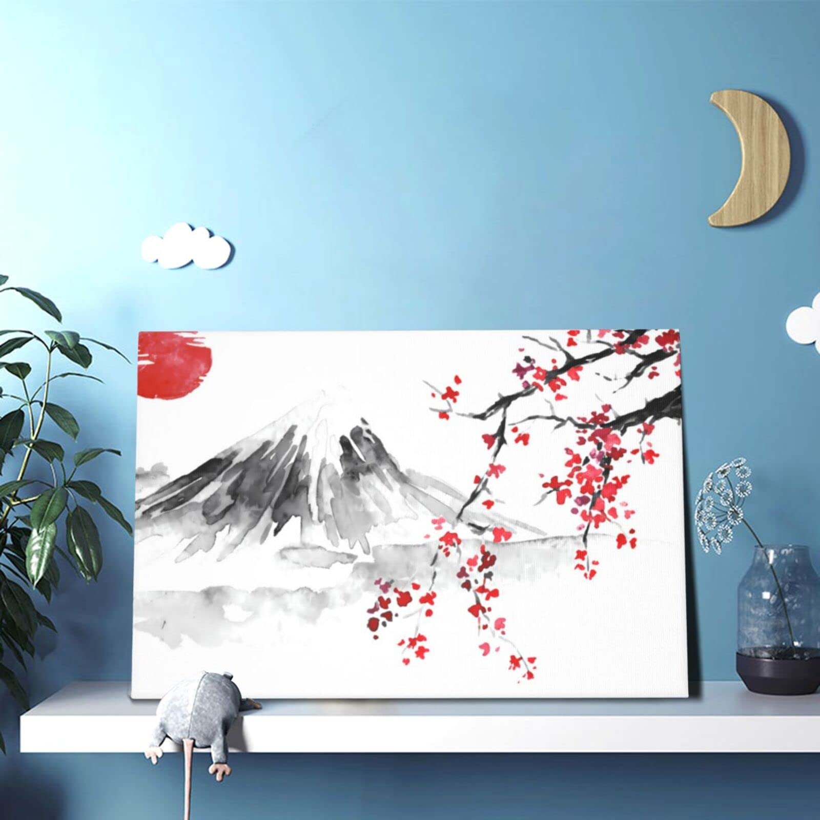 桜 抽象画 Amazon co jp 水墨画 サクラ 桜柄 富士山 太陽 ポスター