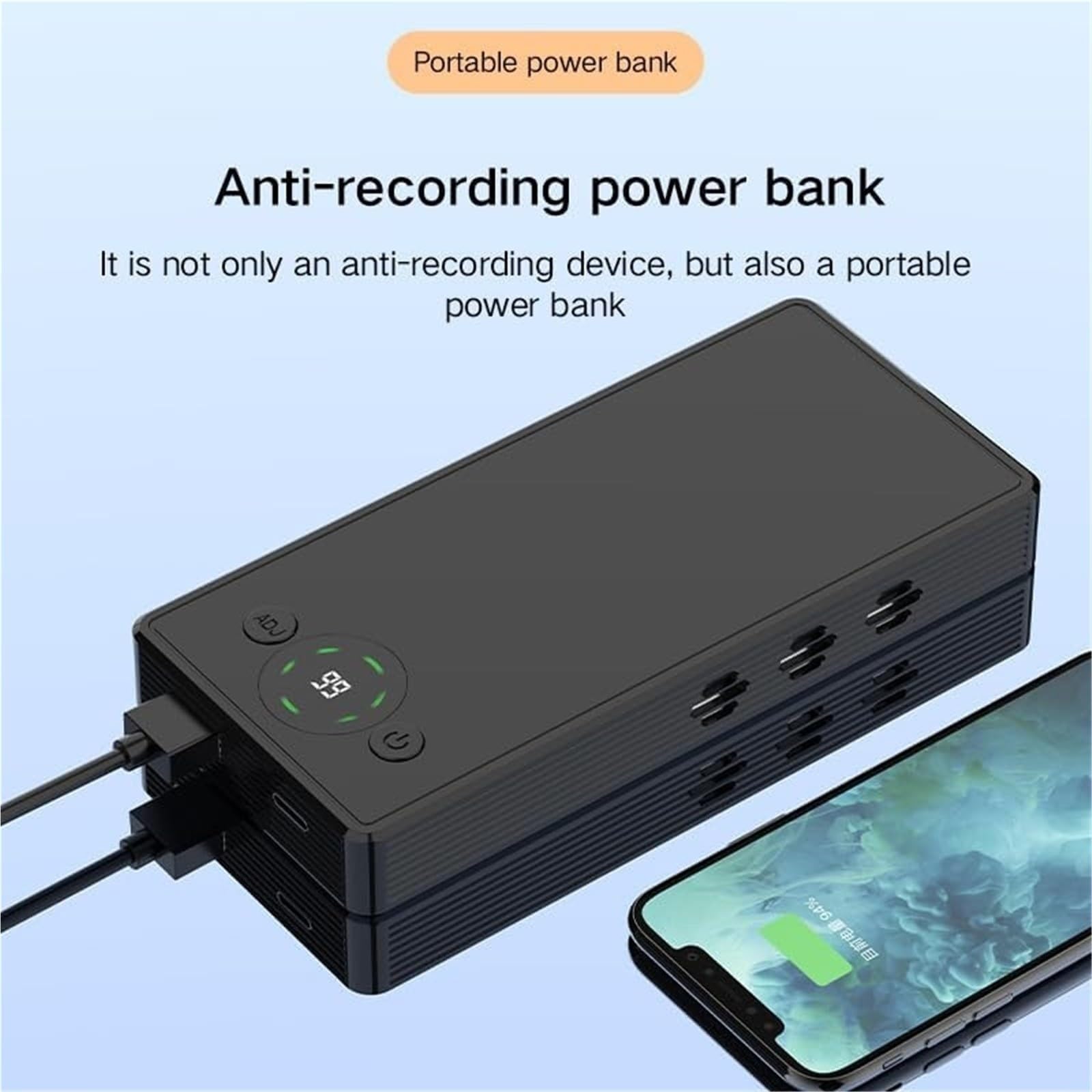 Blocco Audio Con Telecomando Portata 50 M | Dispositivo anti-registrazione con jammer di segnale portatile ad alta capacità for riunioni di lavoro