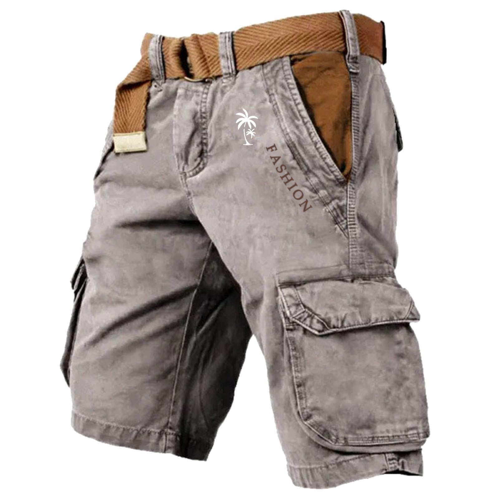 Pantaloncini Jeans Imitazione da Uomo Estivi Cargo Bermuda Larghi Senza Cintura Elasticizzati Shorts Sportivi Casual Pantalone Leggero Multi Tasche Pantaloni Chino