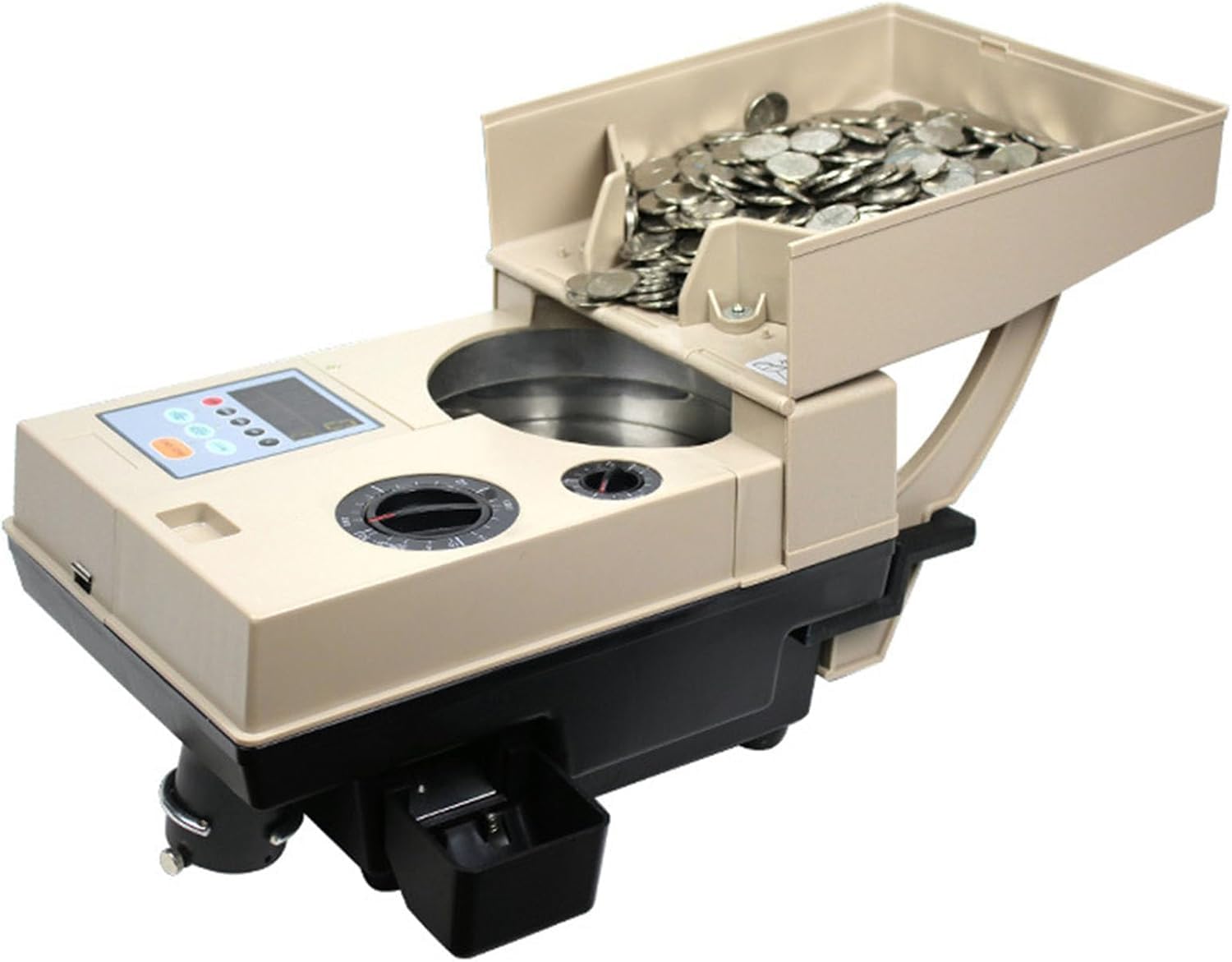 Maszyna do sortowania liczników monet, wytrzymała elektryczna liczarka monet do pakowania Offsorter, 1200 sztuk/minutę, średnica monety 15 mm ~ 34 mm